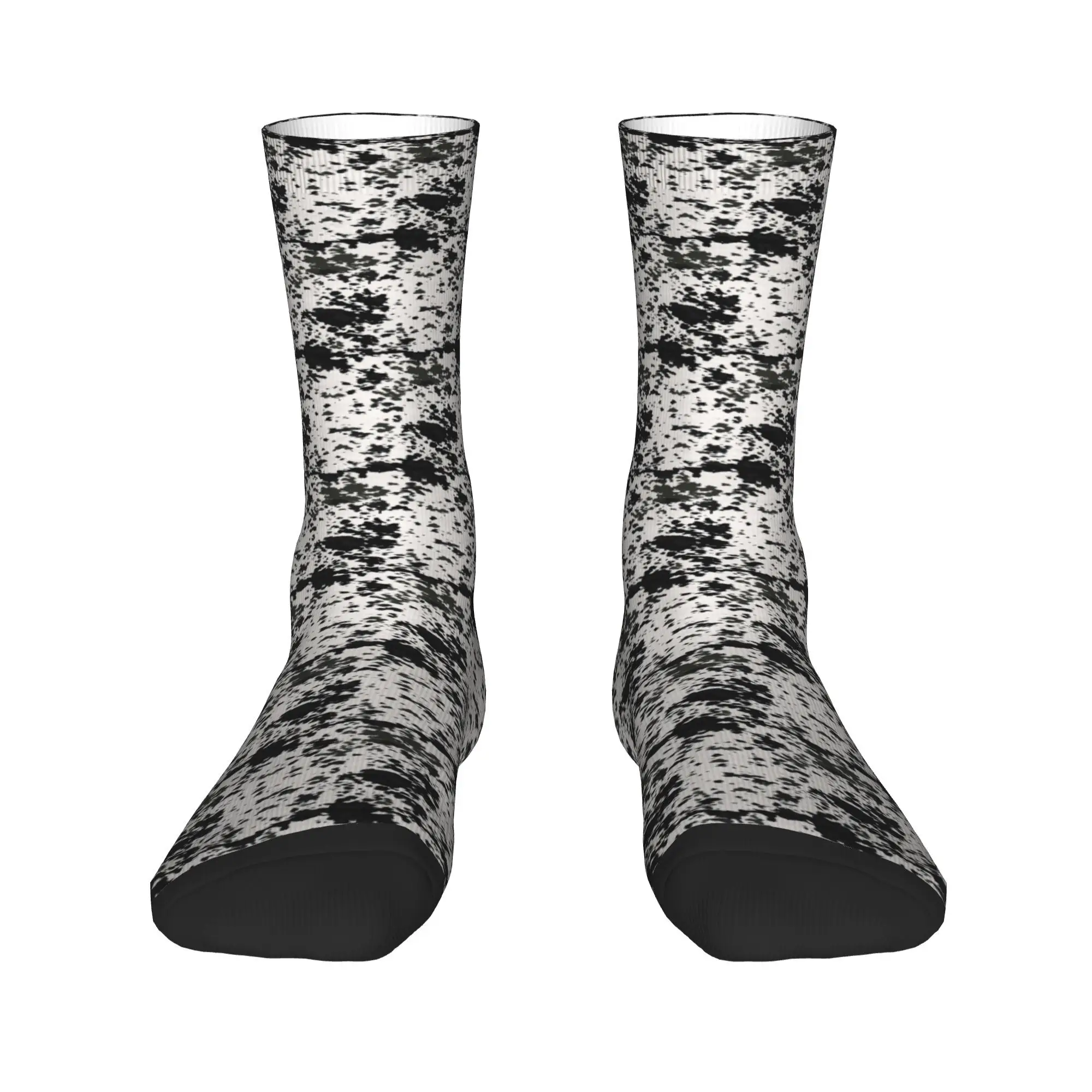 ถุงเท้าหนังวัวสีดำและสีขาวทุกฤดูกาล ถุงเท้าฮาราจูกุ ถุงเท้ากีฬาแบบกลาง ถุงเท้านุ่มสำหรับผู้ชาย ผู้หญิง ของขวัญวันเกิด