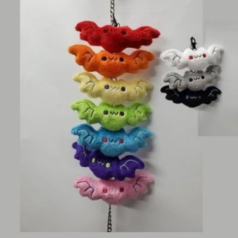 2 uds Mini llavero de felpa en forma de murciélago llavero de Animal relleno suave accesorio bolsa decoración para Halloween regalo de cumpleaños para niños