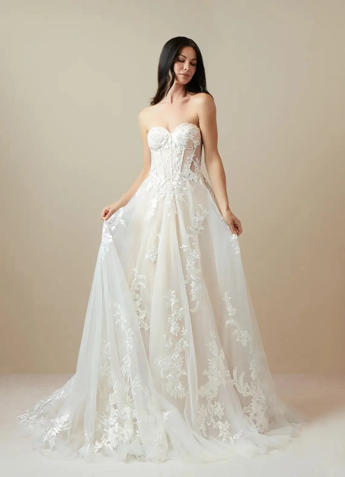 Elegante querida Lace Applique Vestidos De Noiva, Um Vestido De Linha, Vestido De Noiva Espartilho, 2024