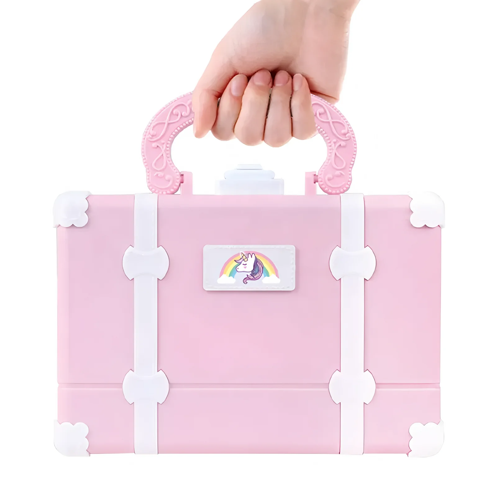 Luxury Princess Portable Makeup Play Set for Girl Safe Cosmetic Kit with Travel Case, Pretend Play Beauty Box,Non-Toxic Dress up