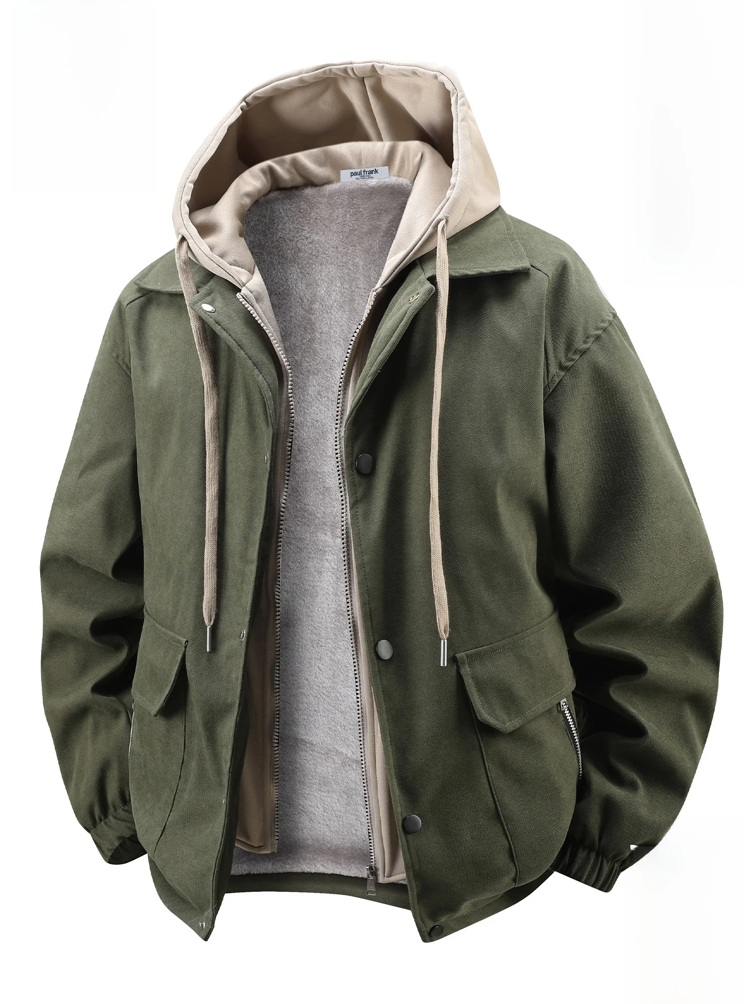 

PaulFrank Men's Thiened Fce Lined Hooded Jaet Casual Winter Outerwear Warm Youth ular Polyester Fiber Long Sve Z...