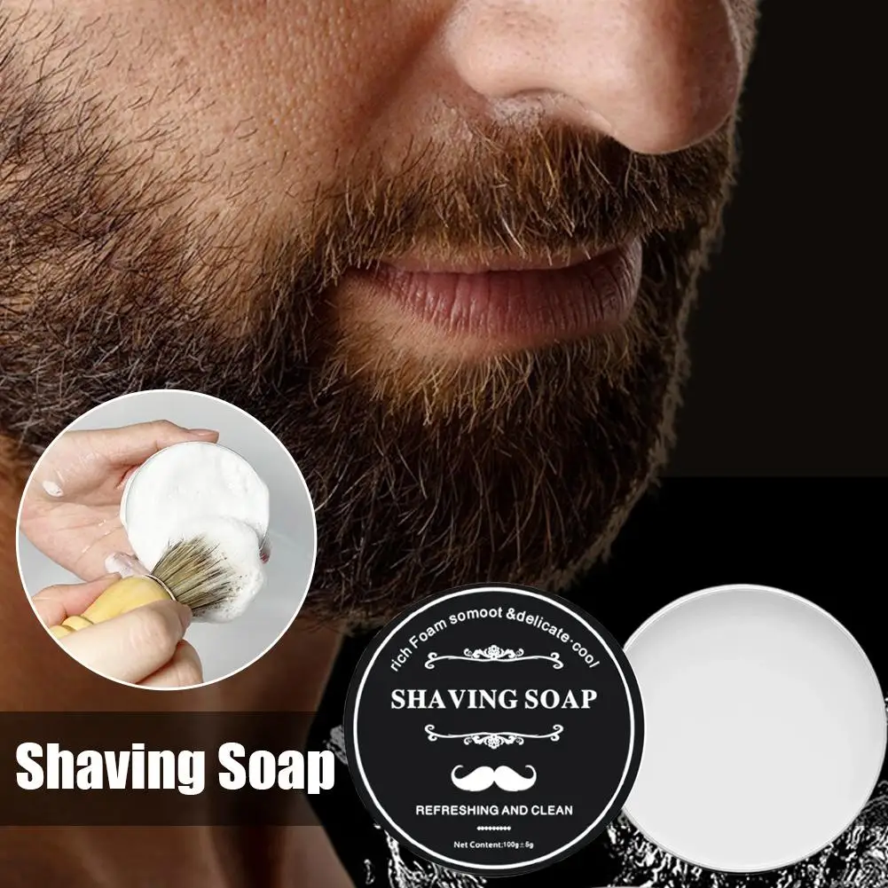 110g Mens Sandalwood Shaving Soap in Aluminum Box Facial Cleansing Shaving Brush for Wet Shave Rich Foam for Smooth Shaving Care