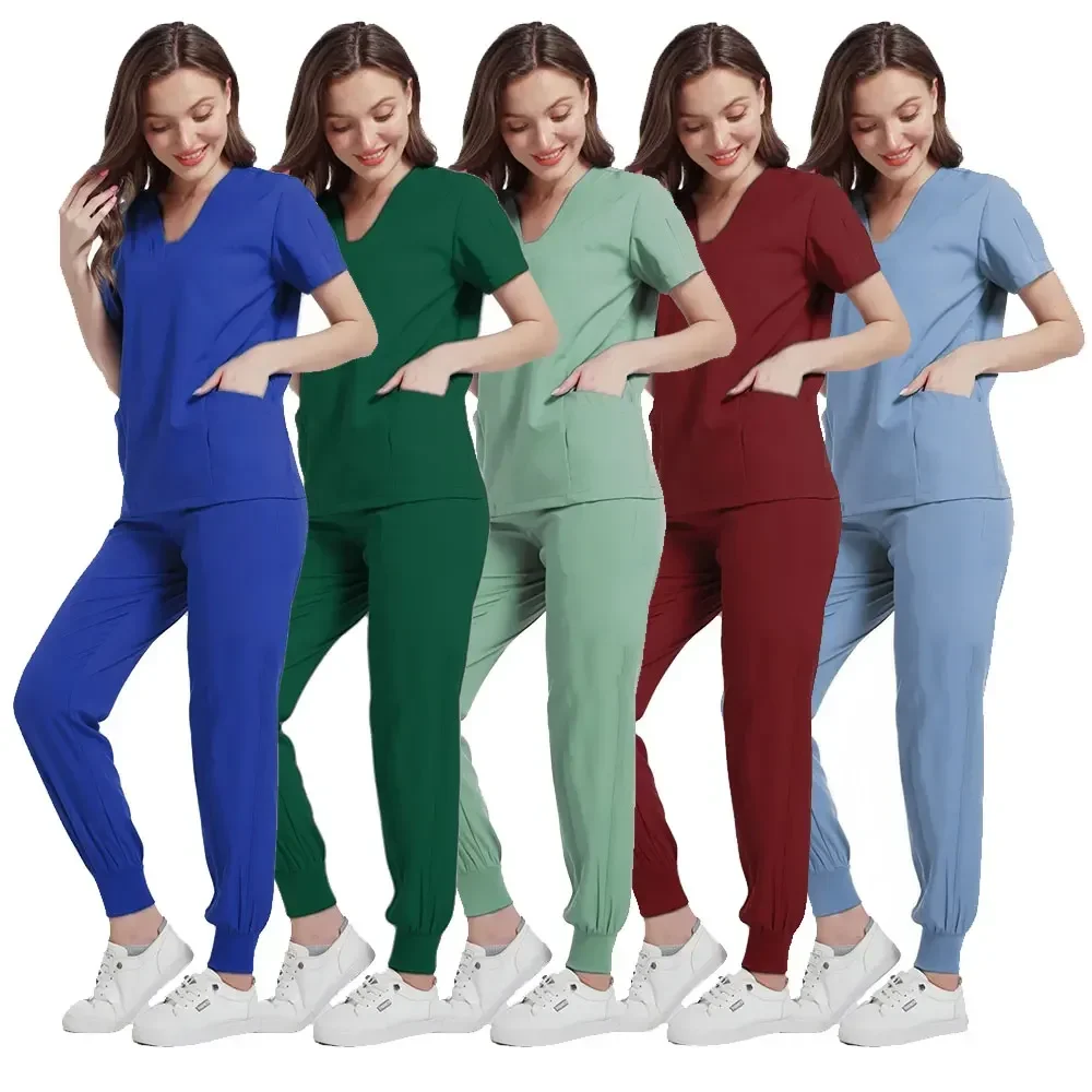 Slim Fit Medical Scrubs Uniform Women Scrub Sets Nursing Accessories Hospital Surgery Gowns Dental Clinic Beauty Salon Workwear