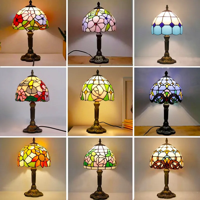 Tiffany Style Table Art Lamp, E27 Retro Baroque Handmade Glass Table Lamps,for Living Bedside/Bedroom/Cafe Decor Fixture