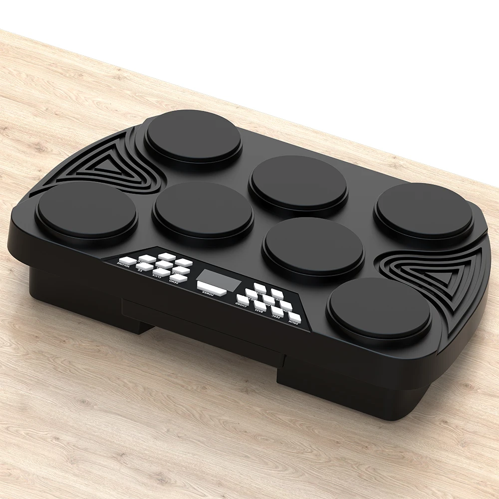 مجموعة طبلة إلكترونية 7 سرعات لسطح المكتب مدمجة في 2 مكبرات صوت ستيريو قابلة لإعادة الشحن مع دواسة أعواد الطبل #5