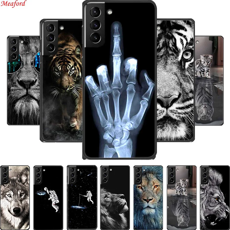 Per Samsung S22 custodia Wolf Lion Cat custodia morbida in Silicone nero per Samsung Galaxy S21 FE S22 custodia per telefono Ultra S 22 Funda