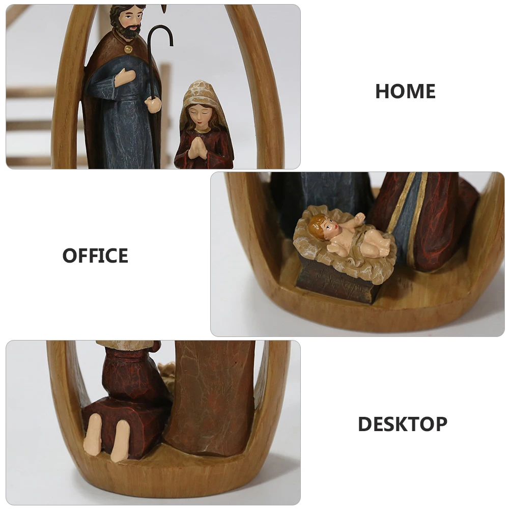 

1Pcs Nativity Scene Sculpture Christian Ornament for Restaurant Bar Home Desktop Decoration Christian Decoration