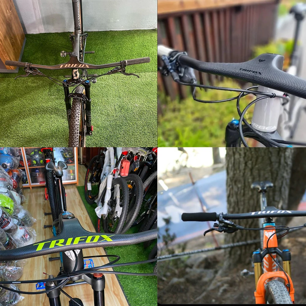 TRIFOX Carbon Fiber Integrated Handlebars Stem 80/90/100/110mm 3K Matte  Angle-17° Φ28.6mm MTB Mountain Bike Handlebar