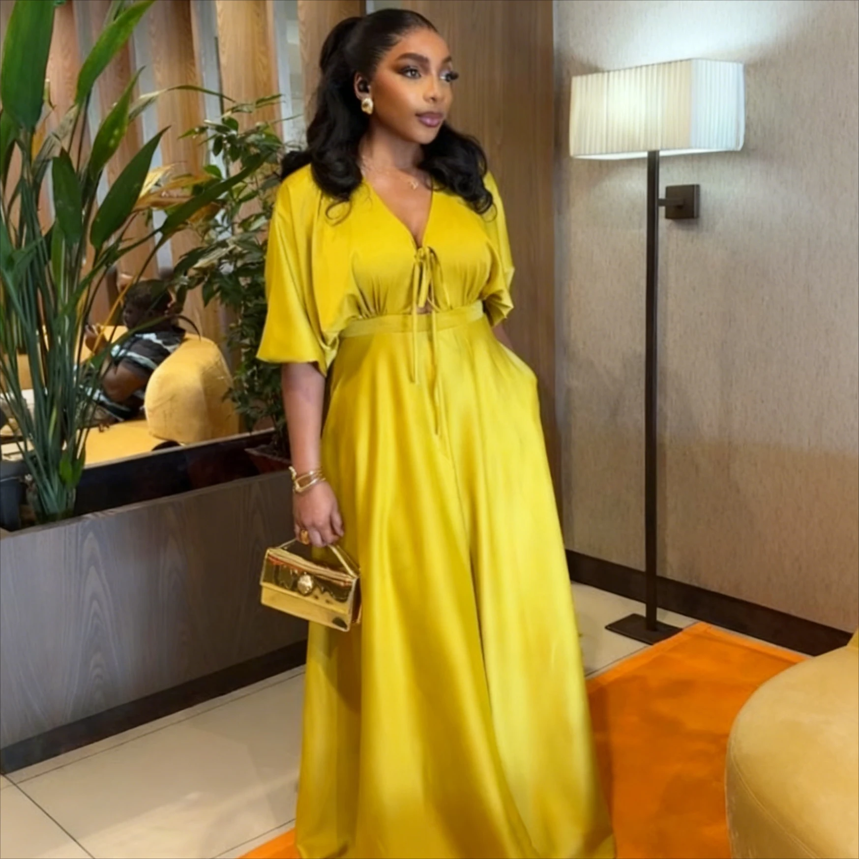 

Long Dress Women Dresses A Line Vestidos Y2k Streetwear V Neck Short Sleeve High Waist Elegant Party Night Work Slim Fit 2025