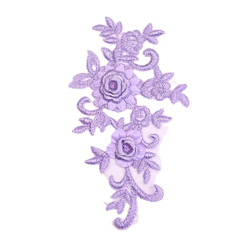 1Pair Three-dimensional Embroidery Lace Hollow Flower Piece Handmade DIY Mesh Flower Piece Embroidery Lace Fabricfor for Clothes