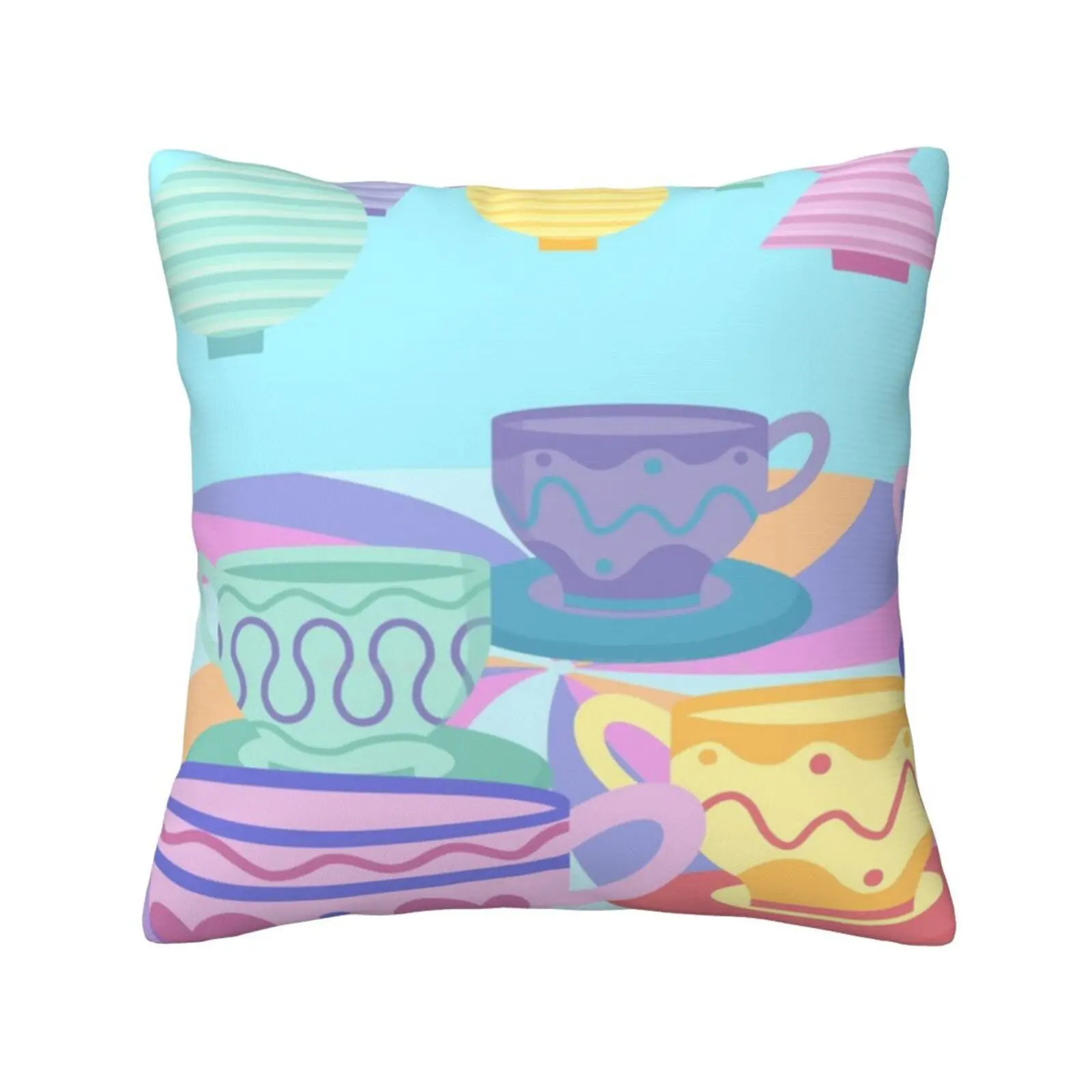 Happiest Place Teacup Ride Pillow Cover Hug Pillowcase Fan Art Teacup Ride Teacups Fan Ride World Attraction Fantasyland Walt