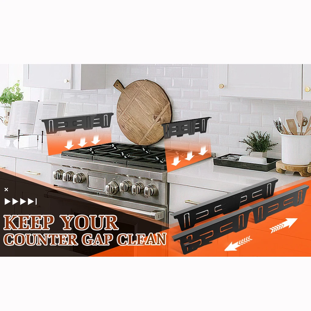 2Pcs Multifuntional Stove Gaps Covers Stainless Steel Texture 13.8