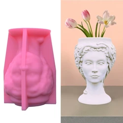 Large Snake Lady Head Gypsum Silicone Molds Storage Box Mold for Making Succulent Plant Pot Flower Pot Candle Holder