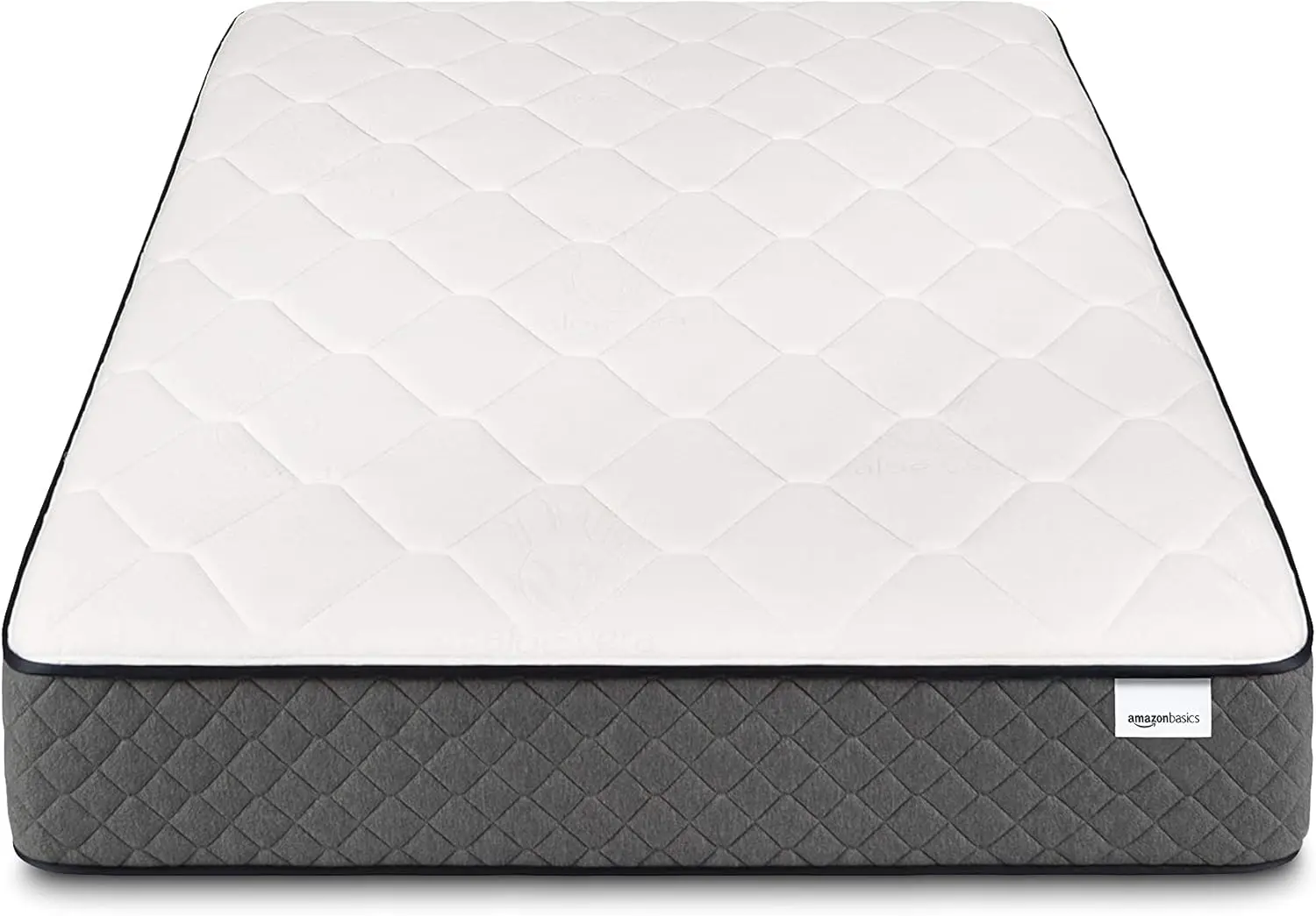 Basics-Matelas hybride en mousse à mémoire de forme, matelas à ressorts isolants de mouvement de drapeau moyen, 12 pouces, reine, blanc, gris