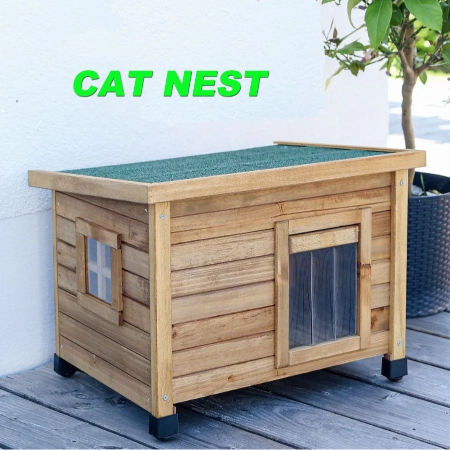 

Solid Wood Cat House Wooden Household Large Space Outdoor