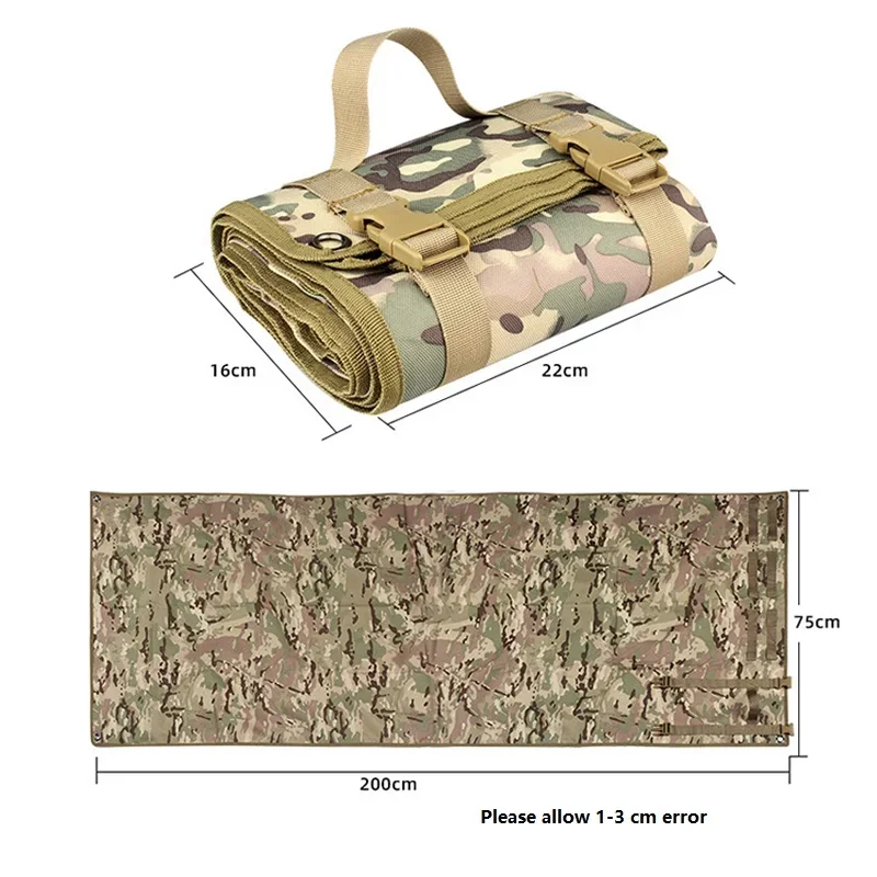 Tactical 1000D 2M Camouflage Roll-Up Shooting Mat Non-padded Shooting Accessories Multicam Hunting Waterproof Picnic Blanket Mat