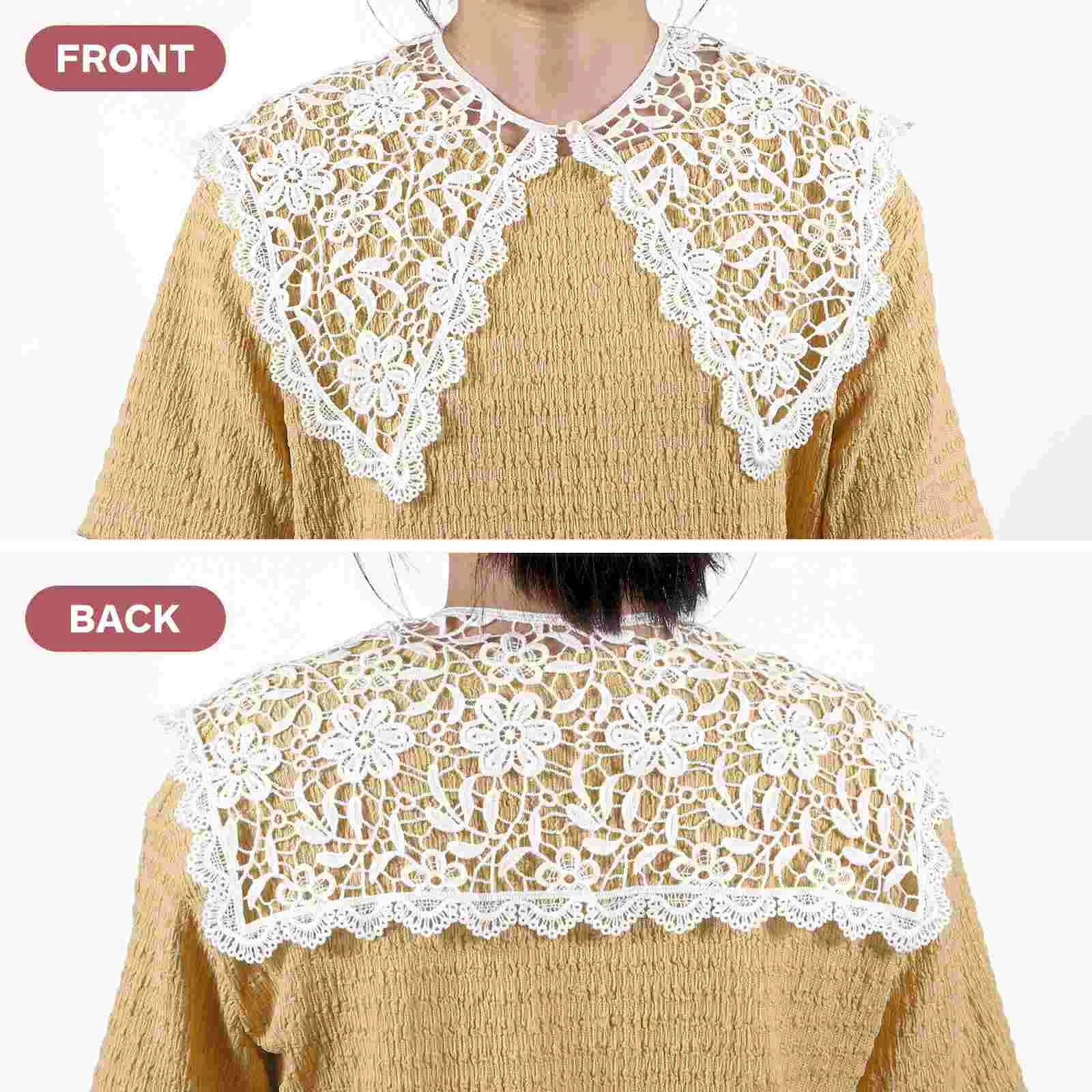 Scarf Openwork Shawl Women Shirt Neckline Collar Lace Floral Fake White Women's