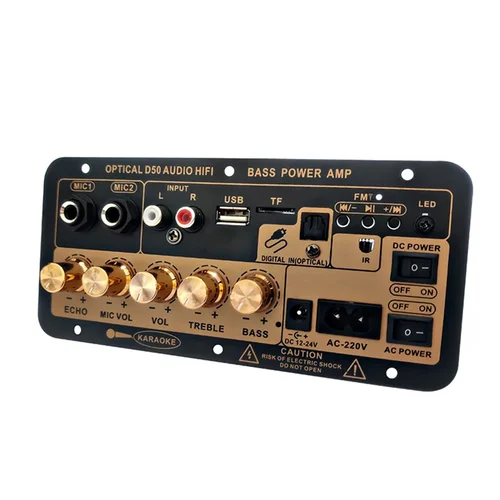 Placa amplificadora Bluetooth 5,0 con amplificador de Audio óptico, USB, Radio FM, reproductor TF, Subwoofer de Audio DIY para karaoke, hogar y coche, 110V/220V