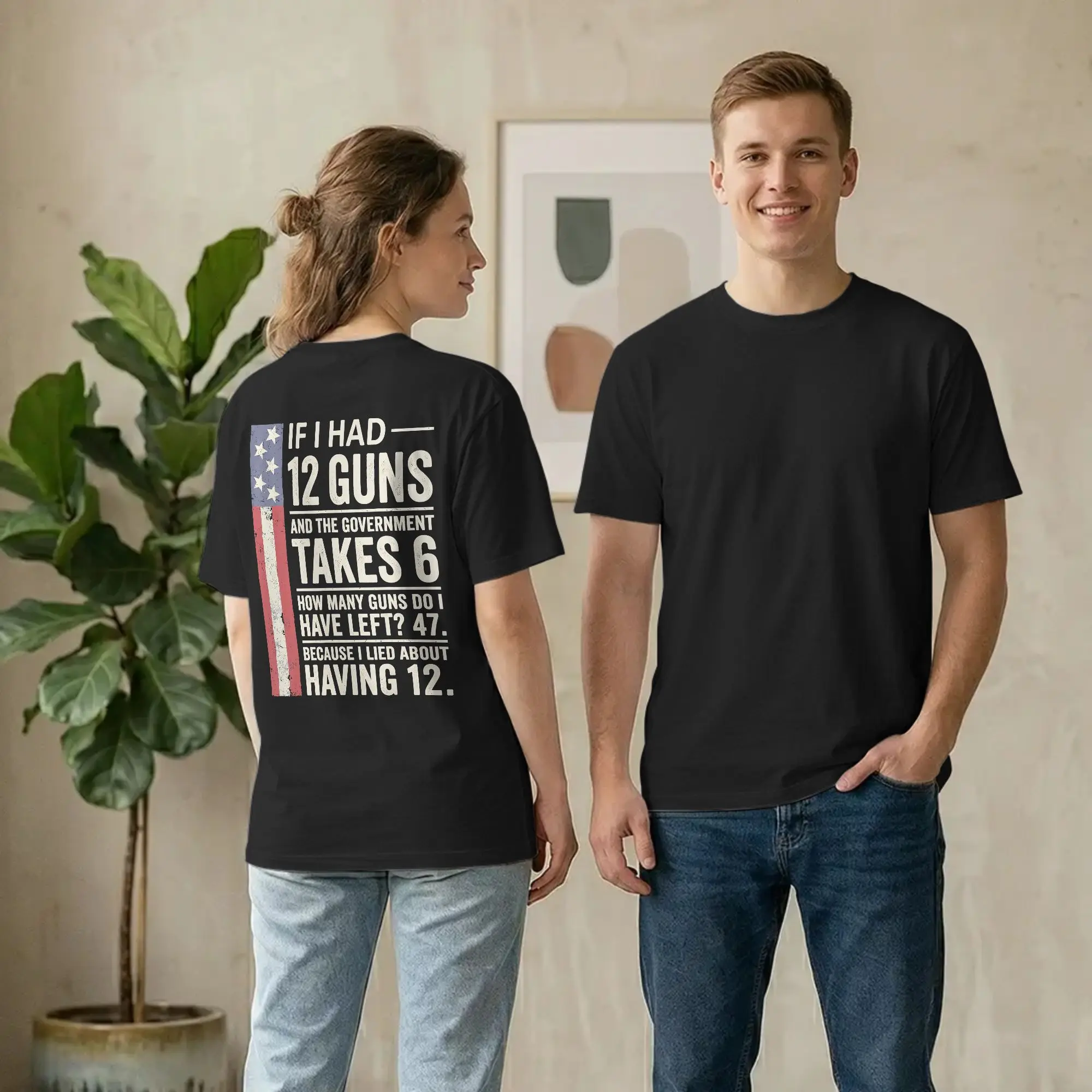 Backprint If I Had 12 Guns Funny Math T Shirt Men Cotton Hipster T-Shirts Crewneck Second Amendment Tee Short Sleeve merchandise