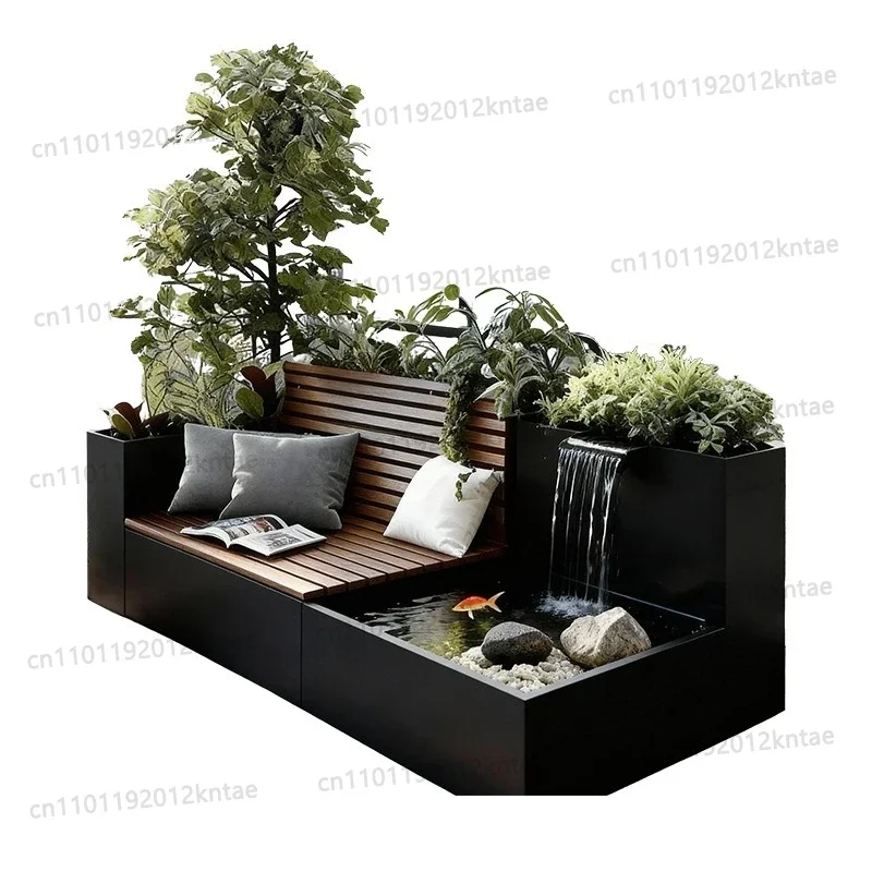 landscape, outdoor flower box, seat combination terrace, luminous bench, courtyard planting box, partition landscape pool