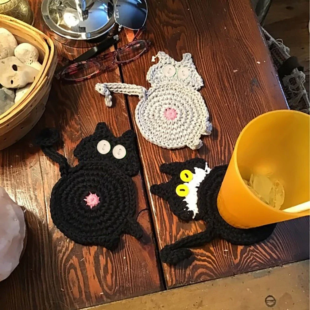 

Multi-color Cat Butt Coaster Tea Coffee Cup Coaster Placemats Durable Heat Resistant Coasters Bowl Pad Table Mat Home Decoration