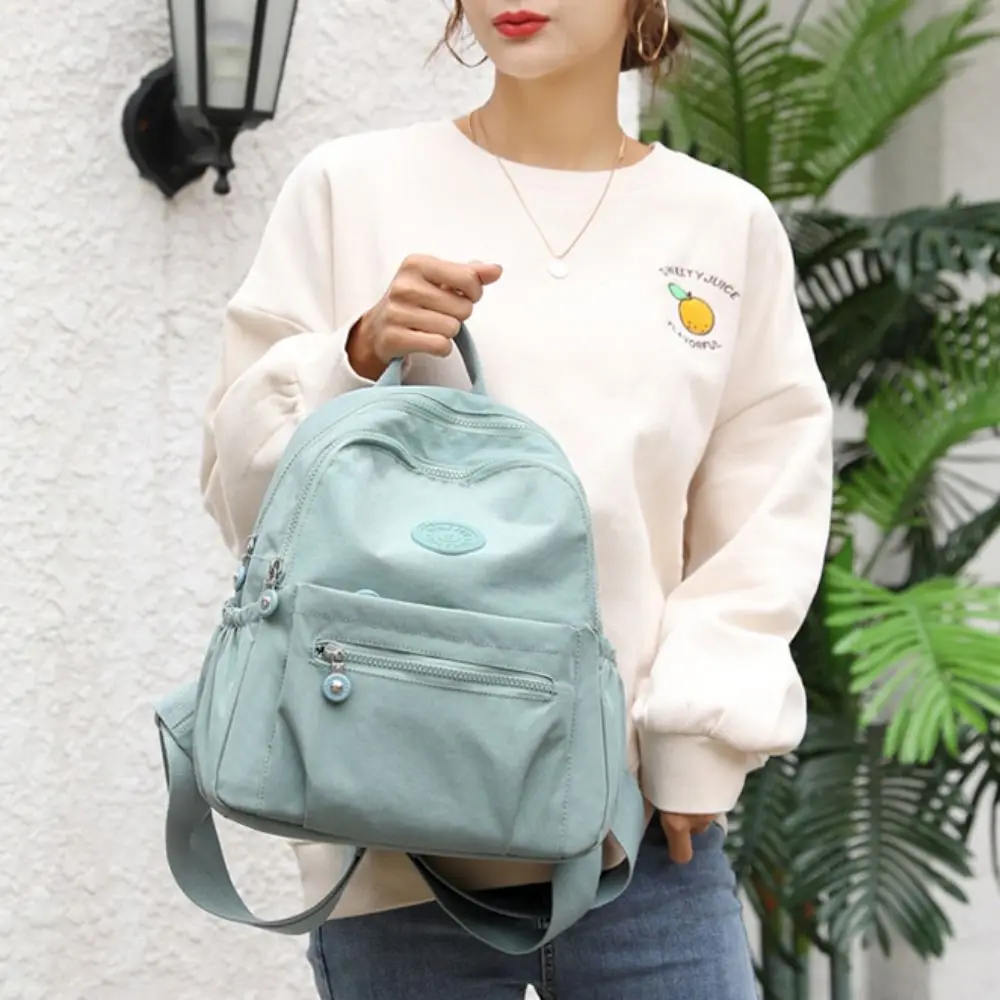 Casual Fashion Simple Small Backpack Washable Multi-Function Shoulder Bag Lightweight Trendy Rucksack College Student