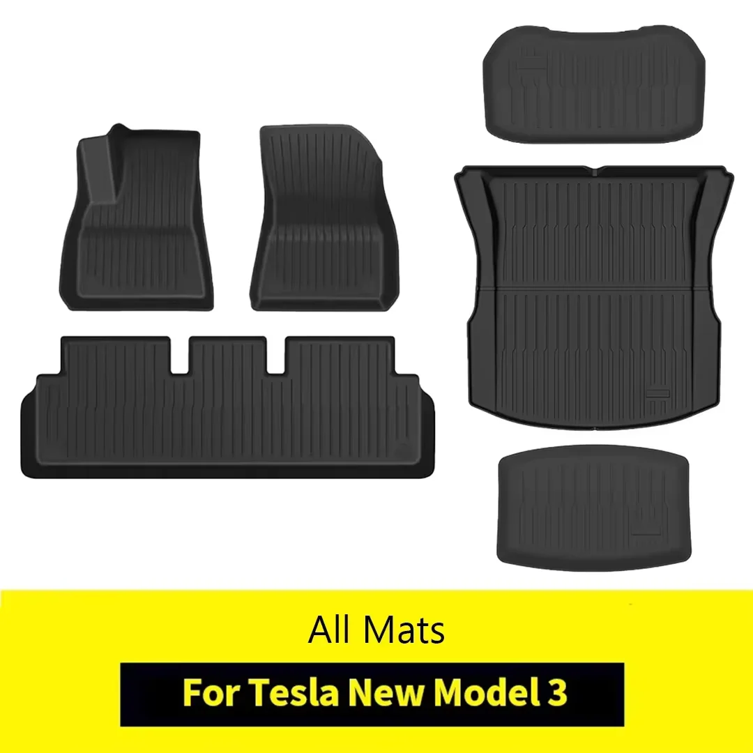 Nieuw Voor Tesla Model 3 Highland 2024 Voetmat En Voor Kofferbak Mat Vloermatten Cargo Liners Mat TPE Waterdichte Beschermende Pads