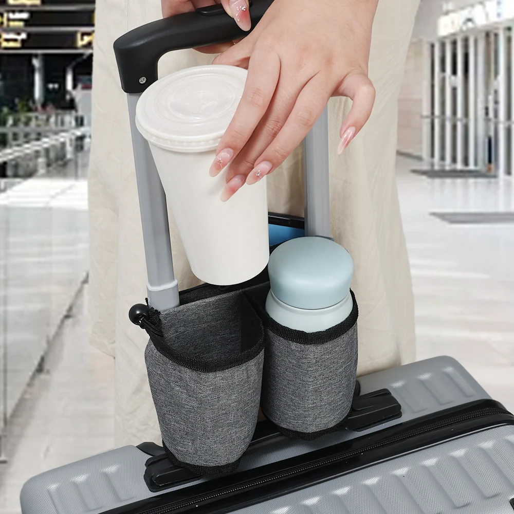 Luggage Cup Holder Universal Oxford Cloth Free Hand Travel Suitcase Drink Bag Portable Travel Milk Tea Coffee Mugs Storage Bag