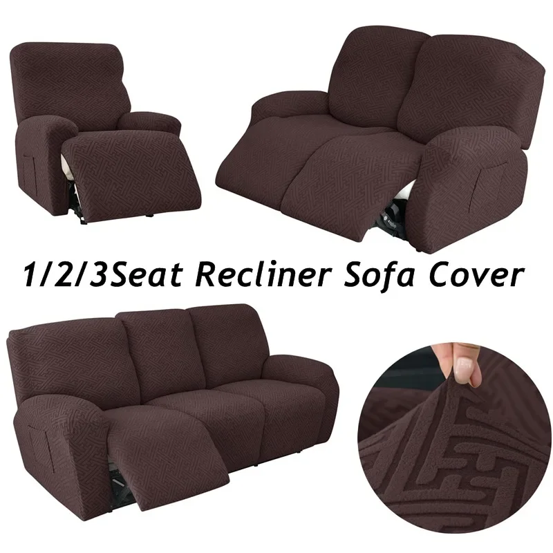 1/2/3Seat Jacquard Recliner Sofa Cover Stretch Armchair Slipcover Anti-slip Recliner Couch Cover Home Decor Fotel Wypoczynkowy