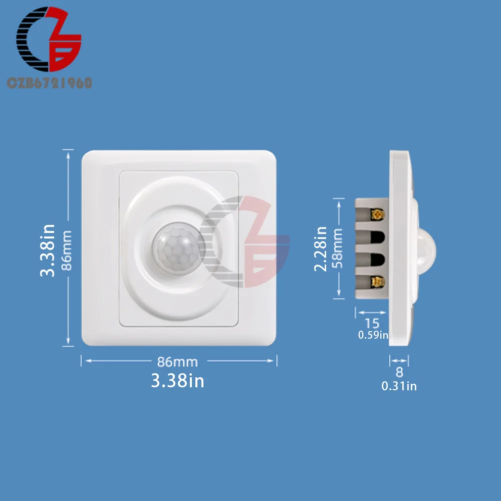 2 Wire  AC 220V LED PIR Motion Sensor Light Switch Infrared Human Body Detection Auto On Off Light Smart Switch for Corridor Sta