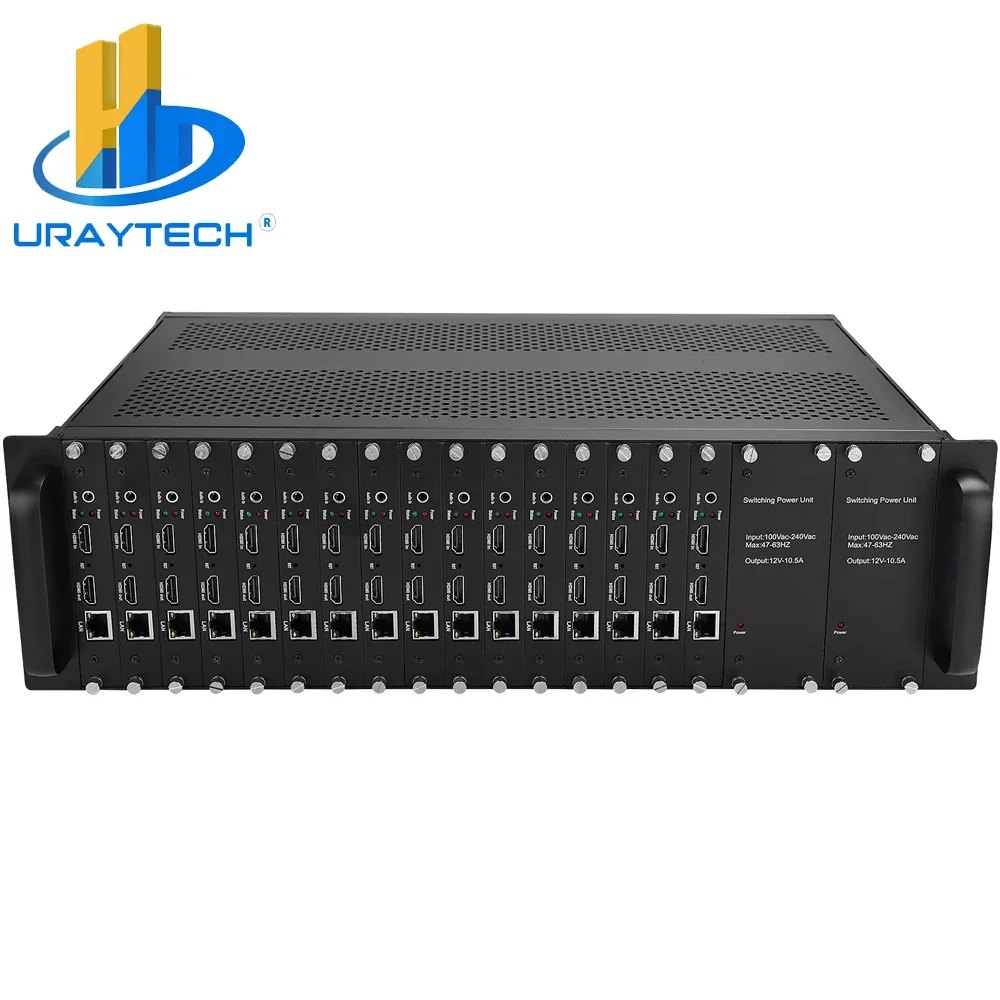 URay 3U Rack 16 Channels H.265 H.264 HDMI To IP Video IPTV Encoder Live Streaming Broadcast RTMPS Encoder