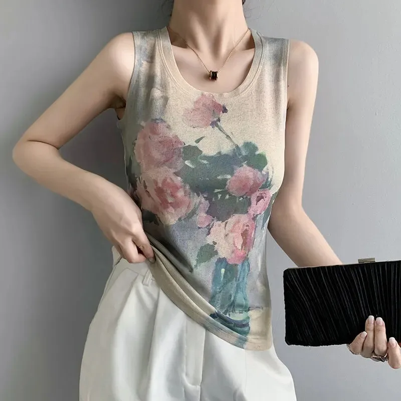Women's Bohemian Mandala Print Tank Top Casual Crew Neck Sleeveless Slim Fit Vest