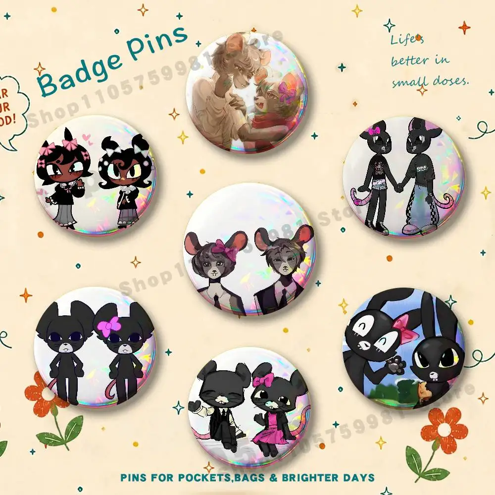 Twins At The Carousel R-Ratthew R-Rattina Badges Pins Button Custom Anime Role Old-school Brooches Cartoon Collar Gifts