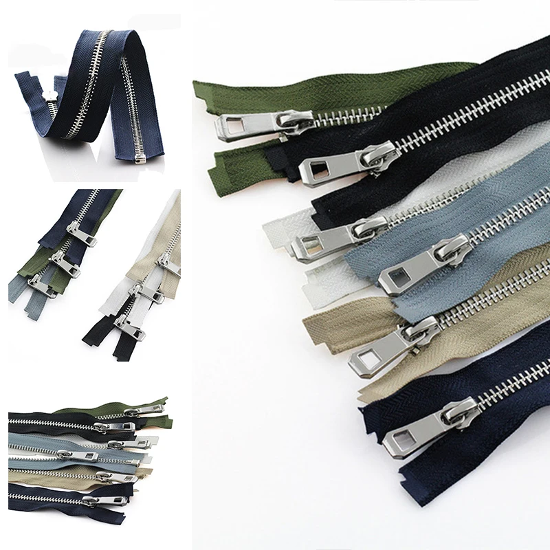 55/65/75cm 5# Open-End Auto Lock Metal Zipper DIY Handcraft For Clothing Pocket Garment Shoes Sewing Accessory