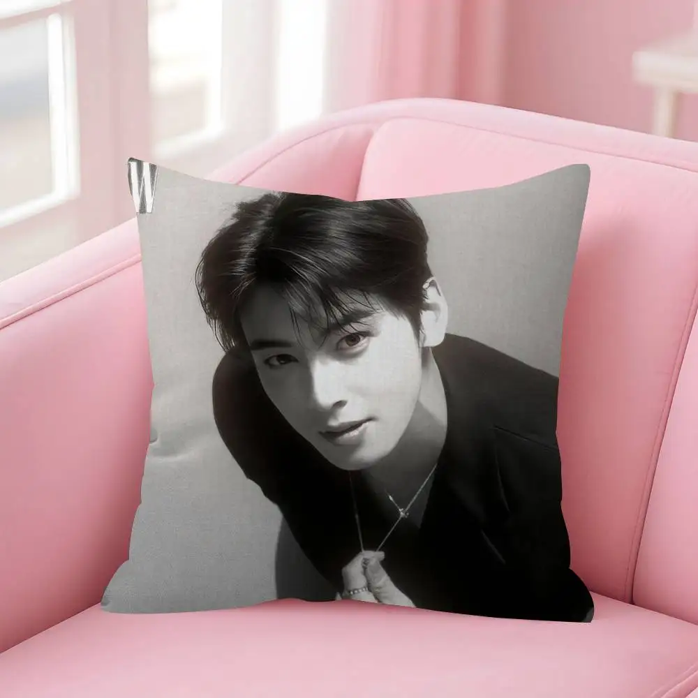 Singer Cha ido EunWoo Doppelseitig bedruckter Kissenbezug aus kurzem Plüsch. Geeignet für Wohnzimmer, Schlafzimmer, Sofas, Dekokissenbezüge – Detail 5