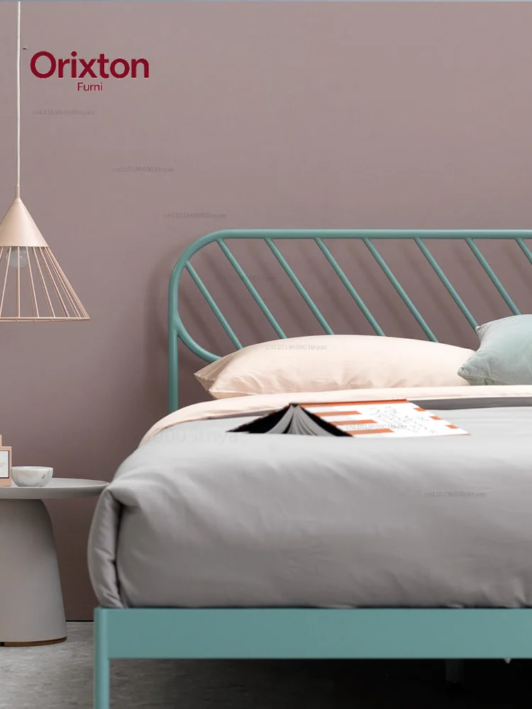 Milk candy bed, vintage wrought iron bed, creative fresh bean green bedroom, simple 1.8m