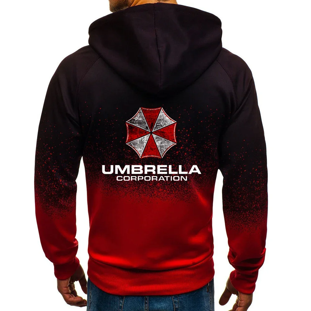 New Gradient Umbrella Corporation Sweatshirts Harajuku Hoodies Zip Pullover Handsome Men Cotton Clothing Jackets Coat Top