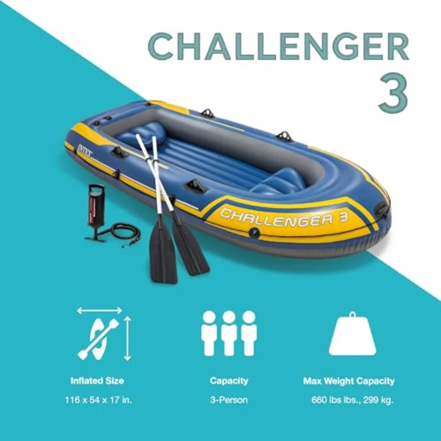 Inflatable boat set for recreational use PVC material gray color triple air chambers and welded oar locks for enhanced safety a
