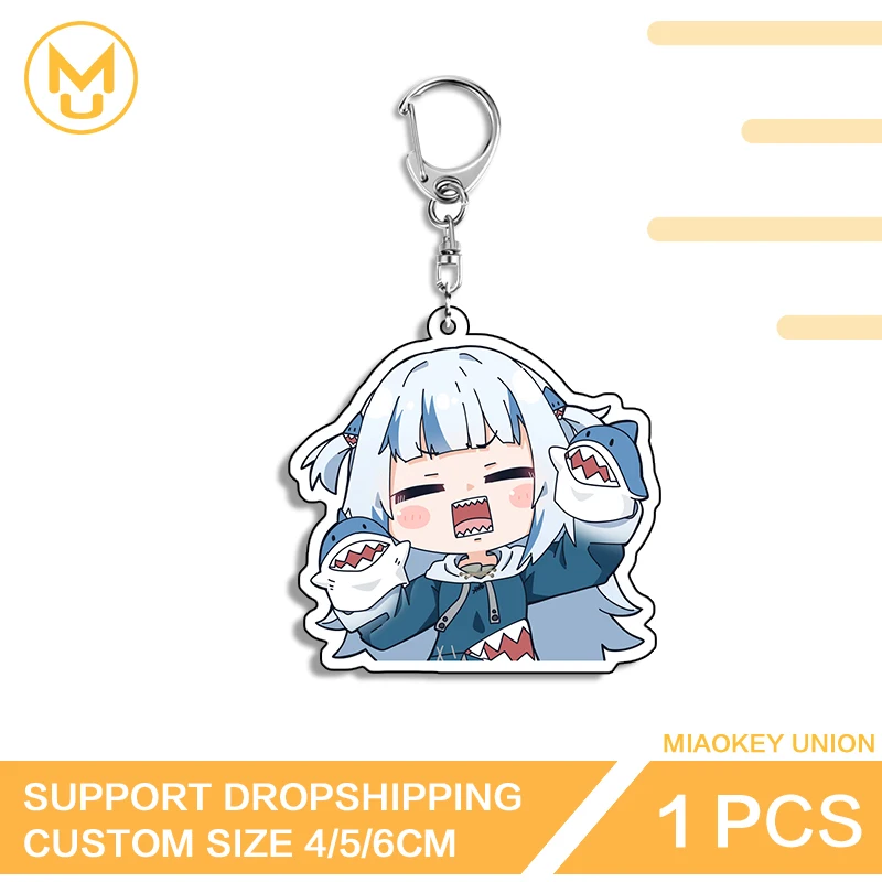 Hololive Chibi Gawr Gura Artistic Amusing Naughty Double Sided Key Holder Transparent Premium Suitable For Back To School Gifts