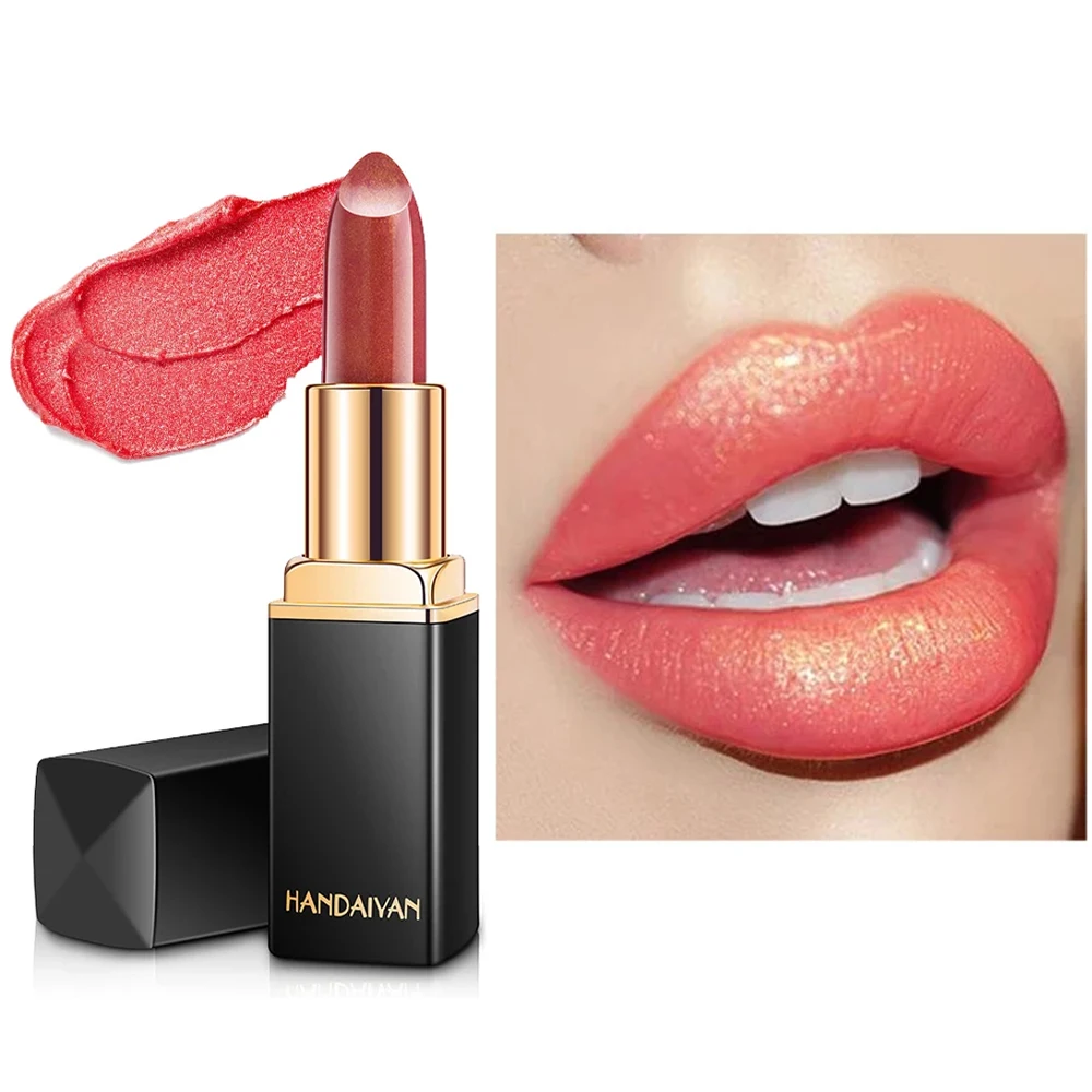 Black tube gold shiny lipstick, pearl moisturizing lipstick 9 colors available