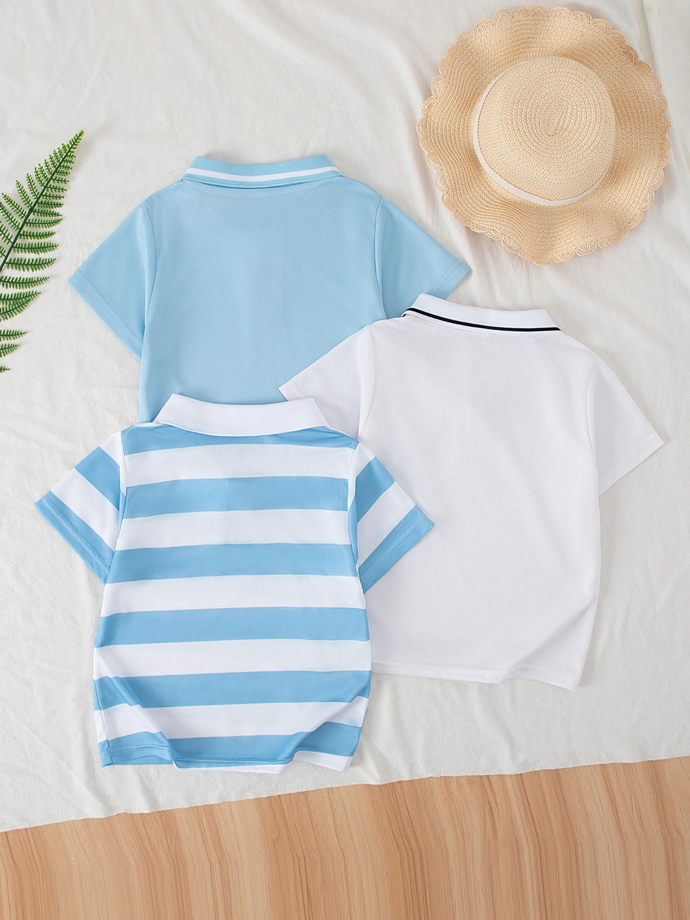 3-teiliges Set aus frischen Sommer-Poloshirts für Jungen und Mädchen, vielseitig und attraktiv, kurzärmeliges Revers-T-Shirt – Detail 4