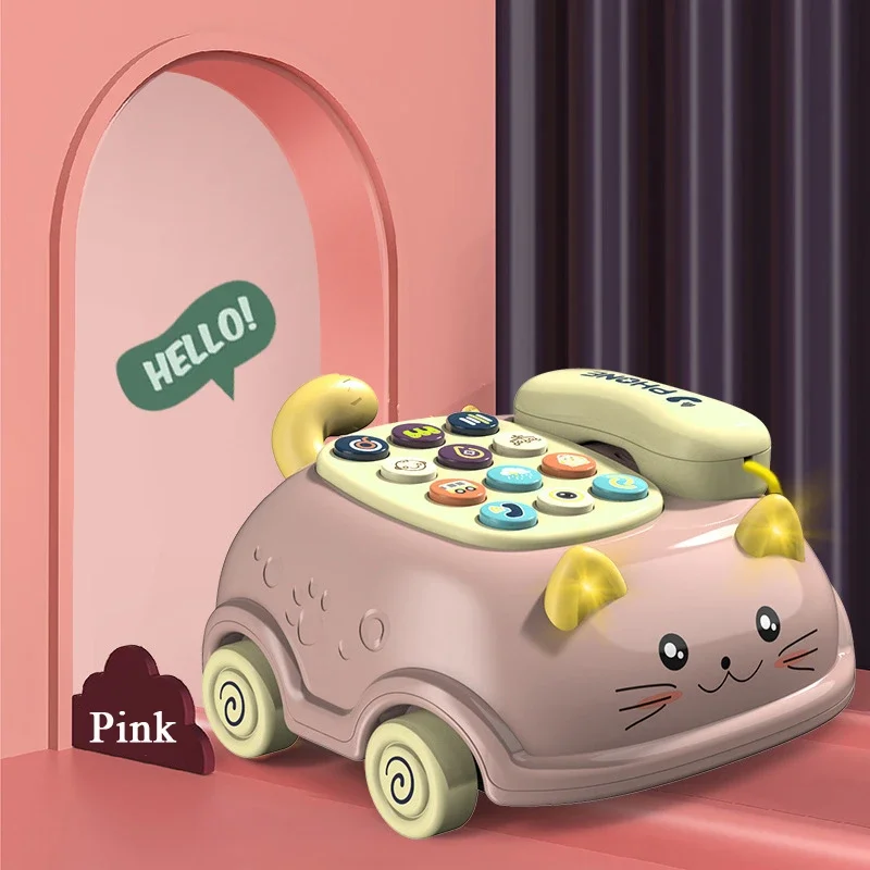 Baby 3-in-1 Musical Phone Toys Toddler Interactive Learning Toy with Lights Cat Telephone Story Early Education Montessori Gift — 1