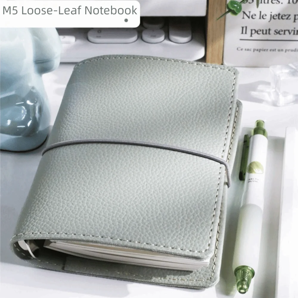 M5 Size Mini Loose-leaf Notebook Faux Leather 5-Ring Binder Photo Collection Book Card Collection Photo Display