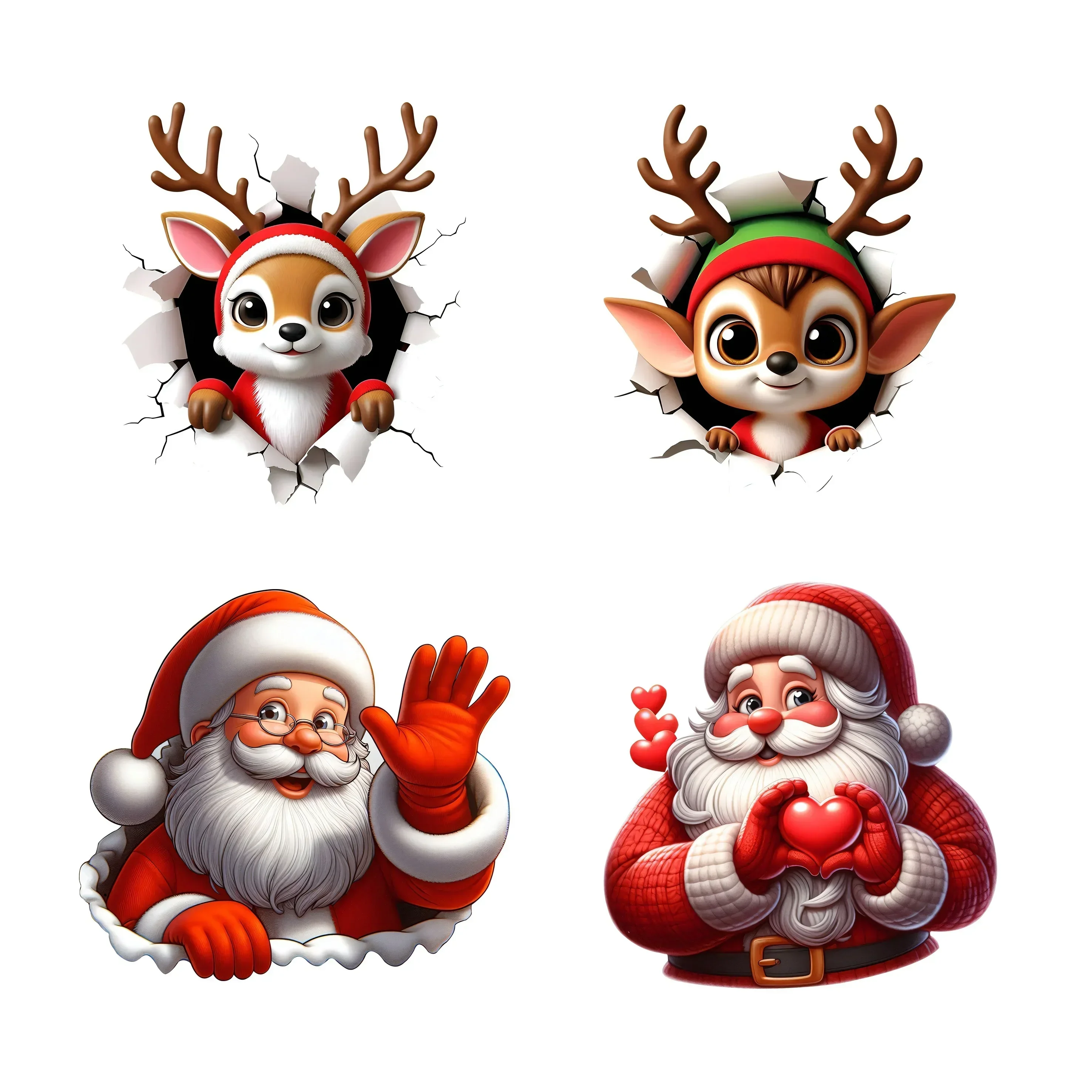 

4PCS Peeking Christmas Car Motorcycle Sticker, Creative Design Decal for Auto Accessories, Cool Sticker for Holiday Enthusiasts