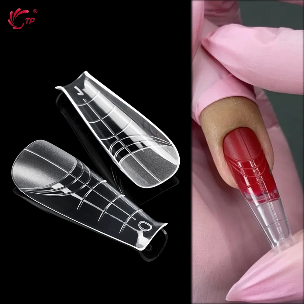 TP 새로운 120pcs 스퀘어 아몬드 듀얼 폼 네일 몰드 풀 커버 빠른 빌딩 젤 몰드 아크릴 틀린 손톱 팁 확장 탑 폼