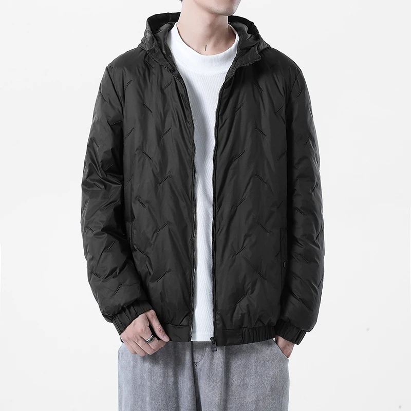 

Зимняя теплая легкая куртка на утином пуху, Мужская Уличная одежда, пальто, пуховик с капюшоном, мужская одежда