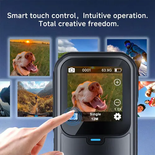 Imagen 2 del producto Cámara de acción de pulgar 5K, 4K, 60FPS, WiFi, pantalla táctil de estabilización de 6 ejes, cámara deportiva magnética para motocicleta y bicicleta, cámara corporal impermeable