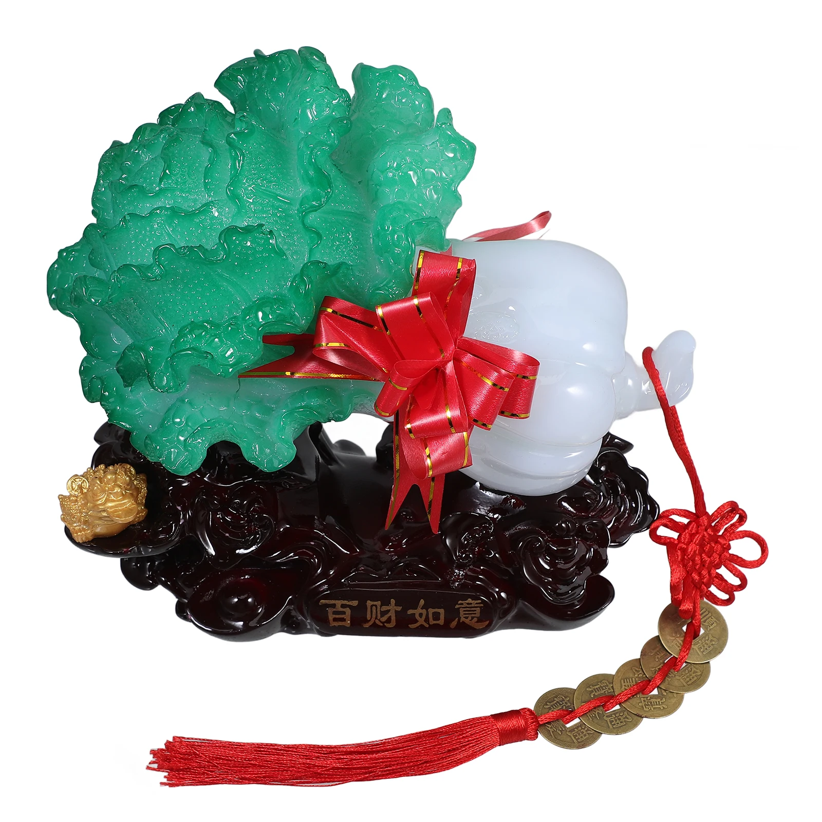 

Cabbage Figurine Imitation Jade White Resin Vegetable Decor Office Desktop Ornament Stylish Adorable Home Furnishing Matching