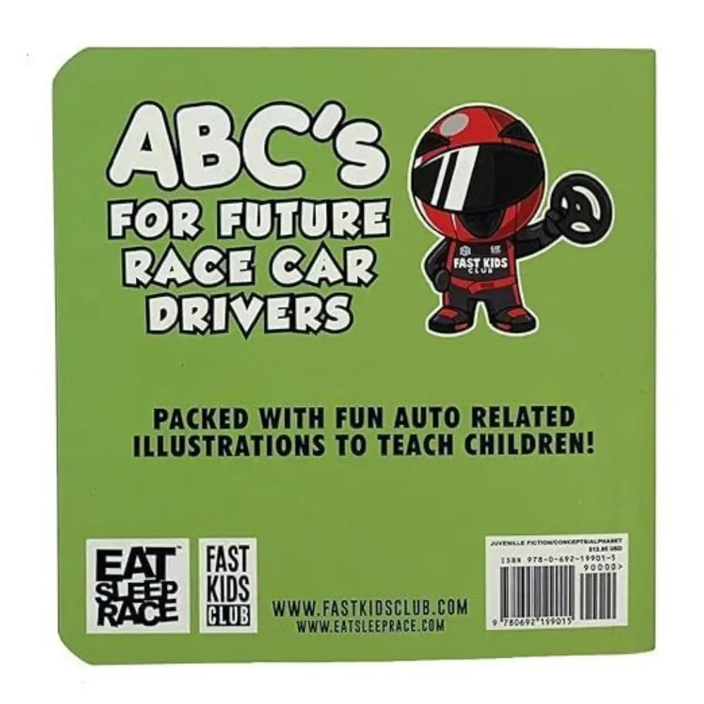 ABCs Libro ABC in carta per bambini per futuristi di auto da corsa Puzzle colorato Libro didattico con alfabeto Libro da tavolo