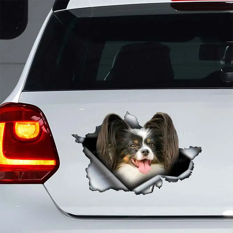 

Papillon Pet Dog Car Sticker Waterproof Vinyl Decal on Bumper Rear Window Laptop Self-adhesive Decal For Car Accessories SH94